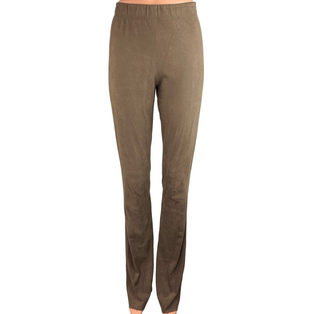 Pinko Faux Suede Women's Gray High Rise Elastic Waisted Tall Trouser Pant Size S